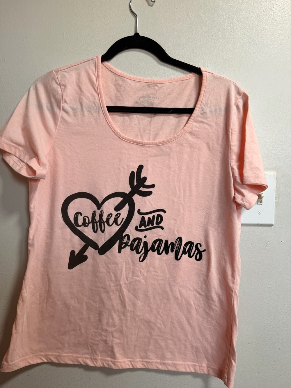 Bobbie Brooks Pink Graphic Tee with Black Print